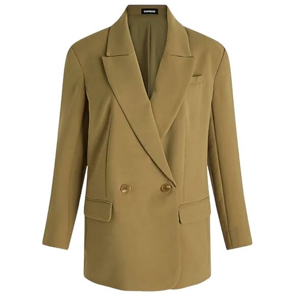 Express Moss Khaki Oversized Boyfriend Blazer - Picture 1 of 3